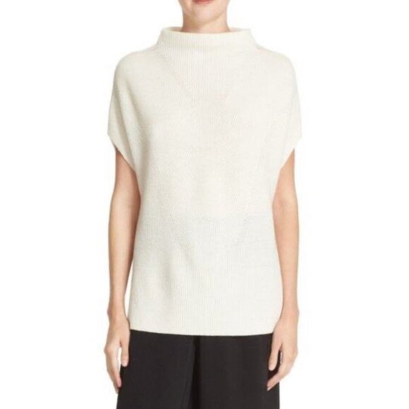 Vince Wool Cashmere Blend Sleeveless Funnel Neck Sweater Top Cream S A001214 - Picture 1 of 8